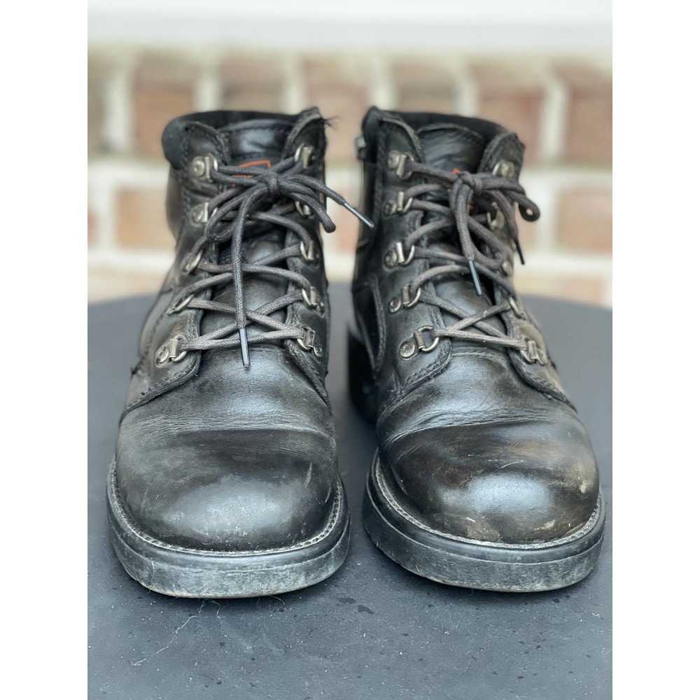 Harley Davidson Express Lane Black Leather Ankle Biker Boots W-7.5